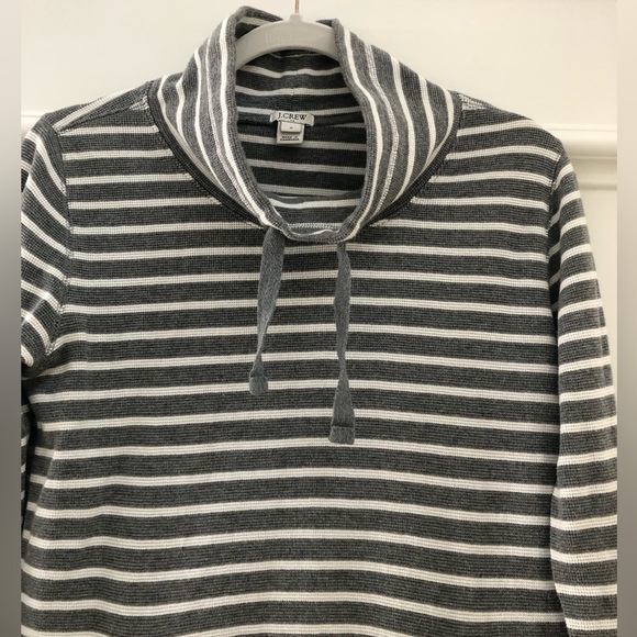 J. Crew Striped Funnelneck Pockets Waffle Knit Sweatshirt - Picture 10 of 16